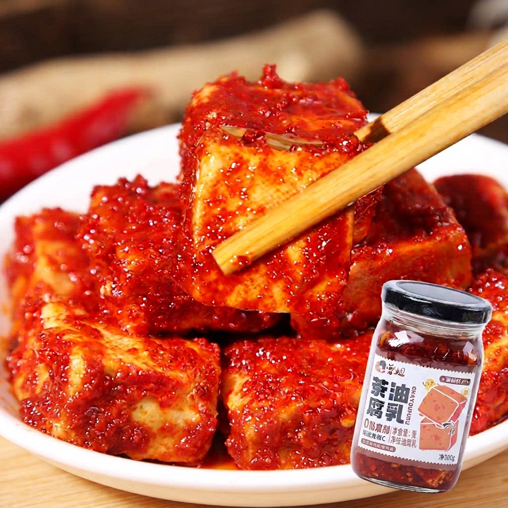 曾姐茶油腐乳湖南特产香辣下饭菜火锅蘸料霉豆腐腐乳300g中华红方