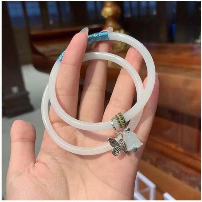 THE GLASS ONE-STEP BRACELET SOUNDED COLD AND THE NEW CHINESE FEMALE GIRLFRIEND RETRO NATIONAL STYLE JINGLE BRACELET GLASS HANDMADE CINNABAR