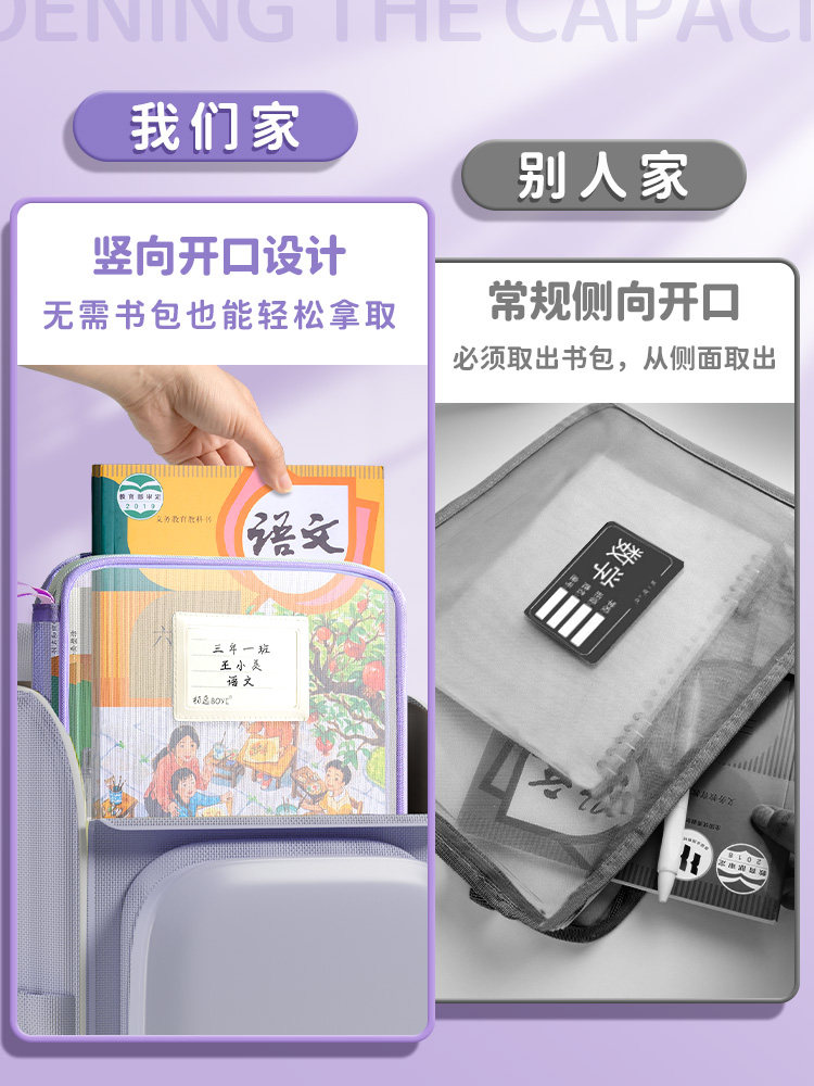 L자형 교과분류봉투 교과분류봉투 초등학생 1학년 교과봉투 A4 파일봉투 중학생 숙제 수험 특수지퍼 책수납봉투 시험지봉투 휴대용 책가방
