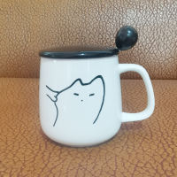 Ceramic household covered cartoon cups, couple office large-capacity cute water cups, coffee cups, mugs for drinking water thumbnail 8
