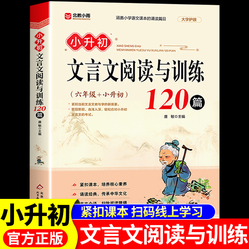 小升初文言文阅读与训练120篇配套人教版小学生必背古诗词和文言文全解一本通初中2025六年级总复习2026小学语文课外阅读专项训练K