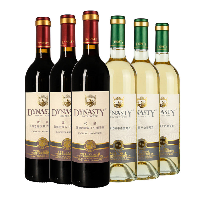 DYNASTY王朝优酿赤霞珠干红玫瑰香干白葡萄酒组合装共6瓶口粮餐酒,酒类,干红静态葡萄酒,淘宝优惠券,粉丝福利购,淘宝优惠卷