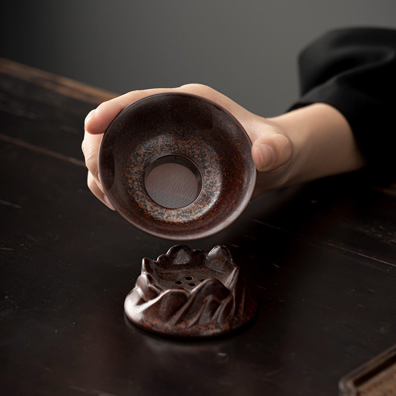 窑变茶漏泡茶滤茶器茶叶过滤影青千孔高端陶瓷茶隔离茶滤茶具配件