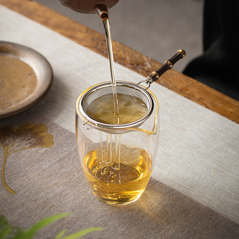 紫竹柄不锈钢茶过滤茶漏滤茶器茶叶过滤网泡茶器功夫茶具茶道配件
