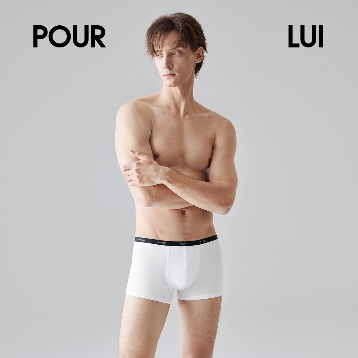 璞履 男士超弹莫代尔窄边罗纹中腰平角内裤运动高弹新款 POUR LUI