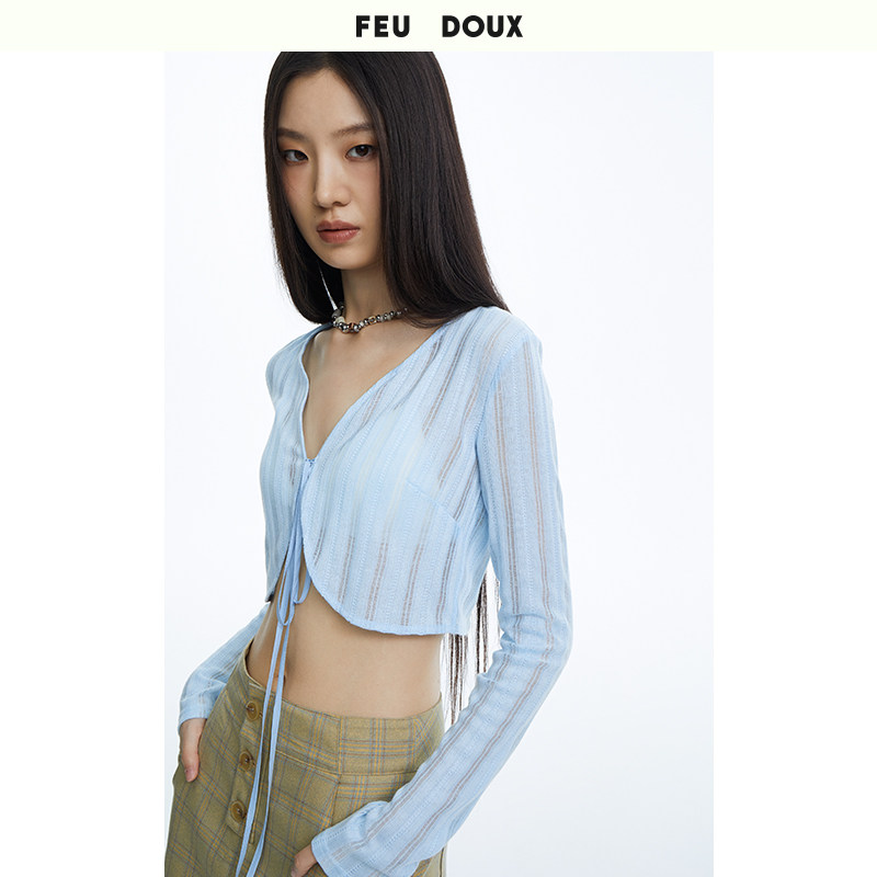 针织肌理短开衫FEUDOUX