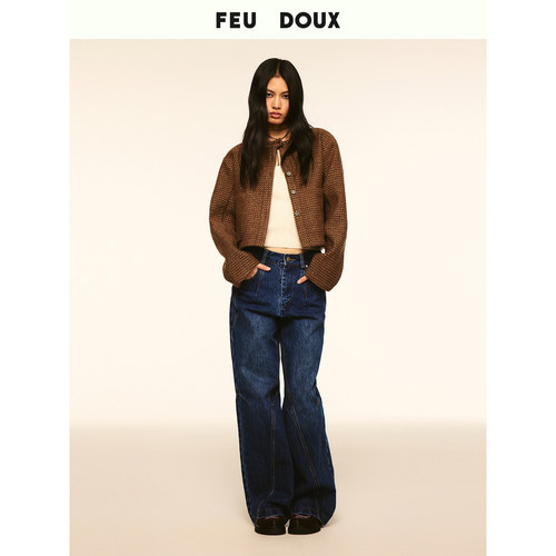 FEUDOUX美式大口袋弯刀牛仔裤