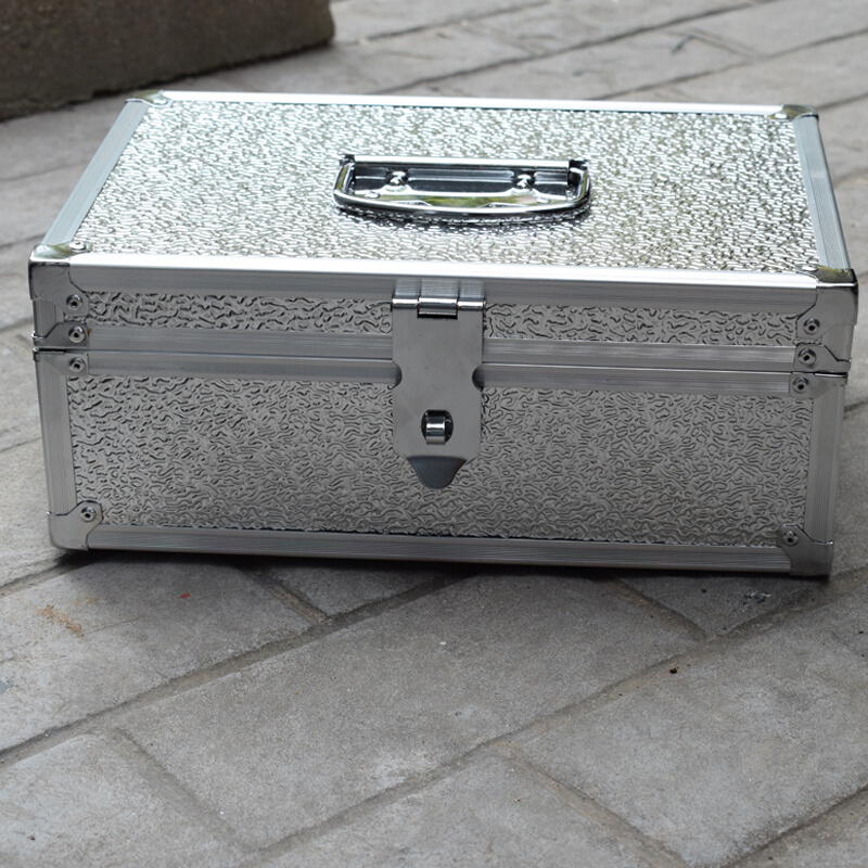 铝合金收纳箱大号家用多功能手提工具箱储物箱密码存钱箱带锁盒子-封面