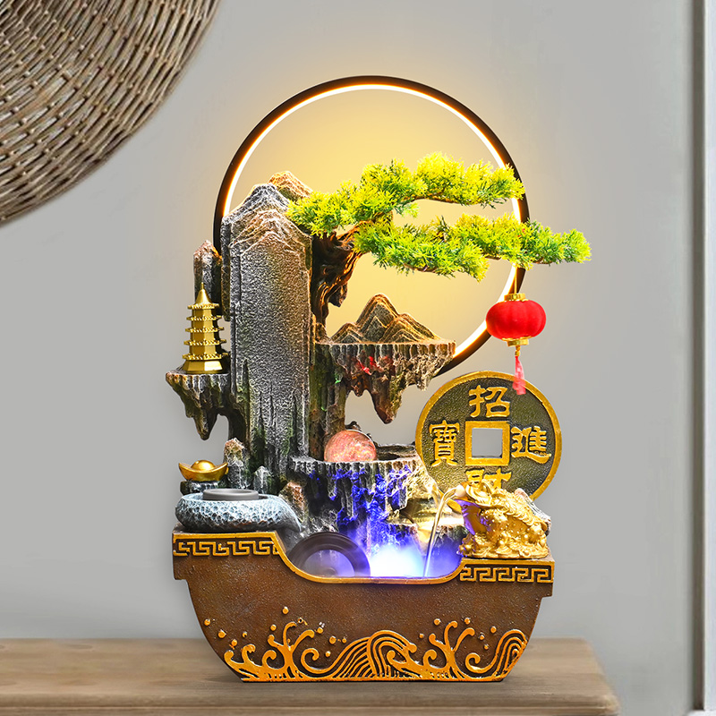 假山流水喷泉客厅循环水景观摆件