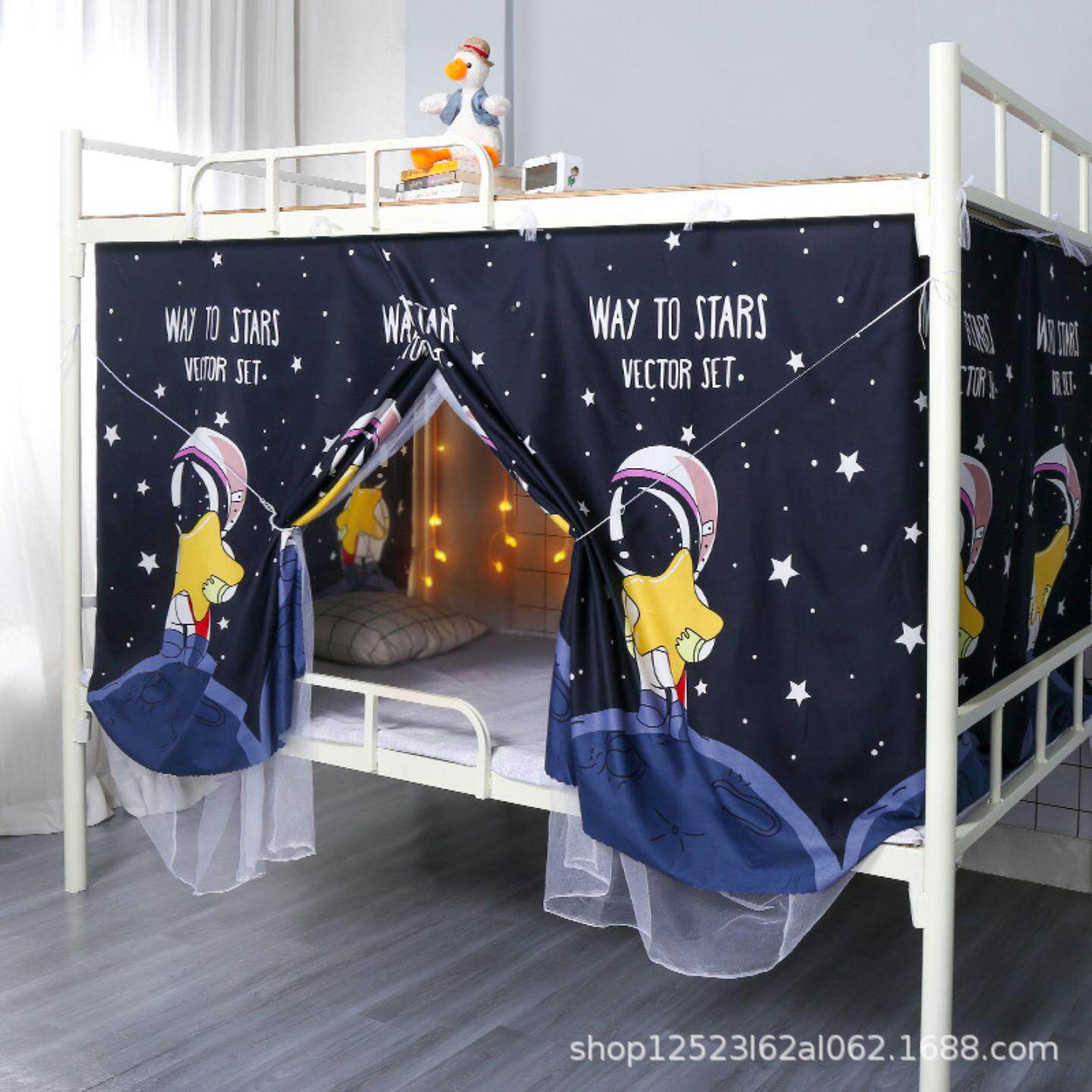 蚊帐牀帘遮光一体式学生宿舍上下铺加密新款上铺支架夏季防尘顶布