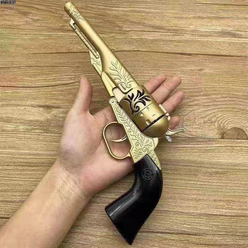 西部牛仔金属砸炮枪8090怀旧儿童玩具1:2.05不可发射左轮手枪模型