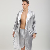 imitation men home Grey parents pajamas silk