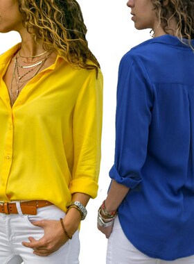 office Blouse For Women Shirt Clothes Shirts Tops Longsleeve
