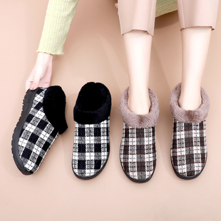 软底防滑包跟室内居家棉拖鞋 加绒加厚保暖舒适女鞋 24冬季 老人棉鞋