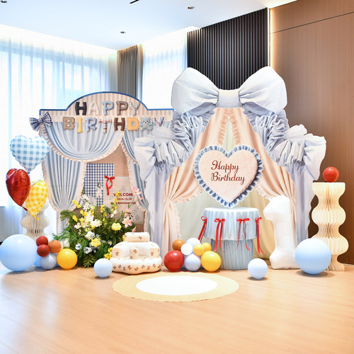 宝宝满月百日宴生日周岁家用出片场景kt板背景板布置装饰道具