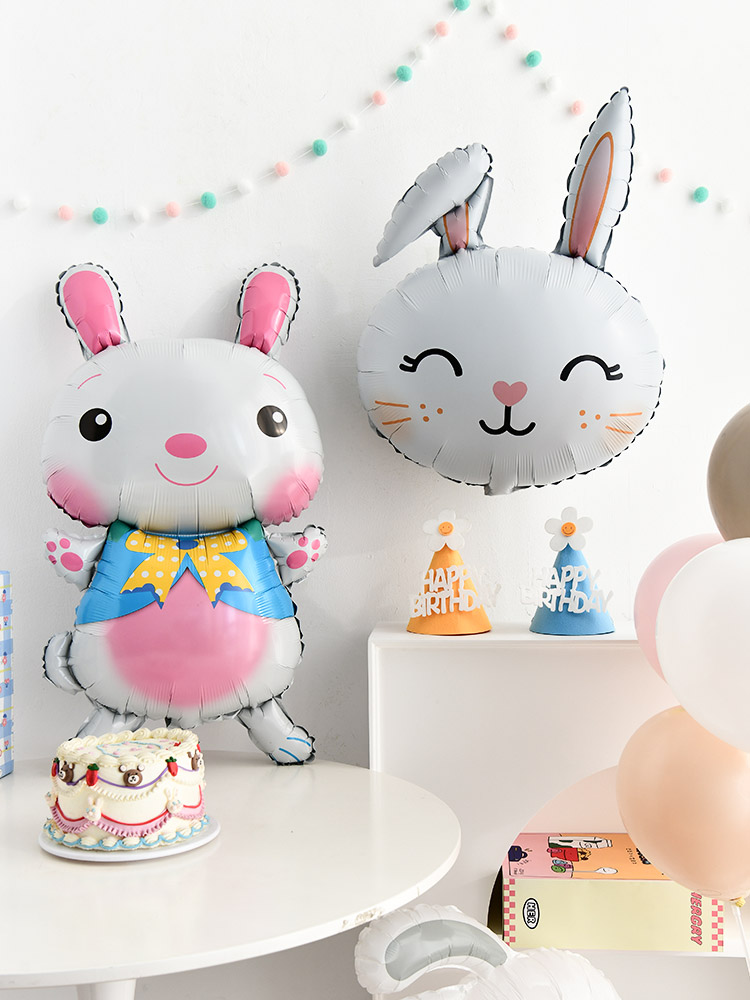 儿童卡通气球小兔子铝膜气球兔宝宝满月百天周岁生日布置派对装饰