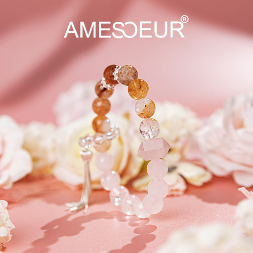 AMESOEUR星寰之契红胶花水晶手串