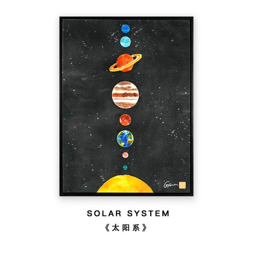 禄秘手绘肌理卧室抽象儿童装饰画