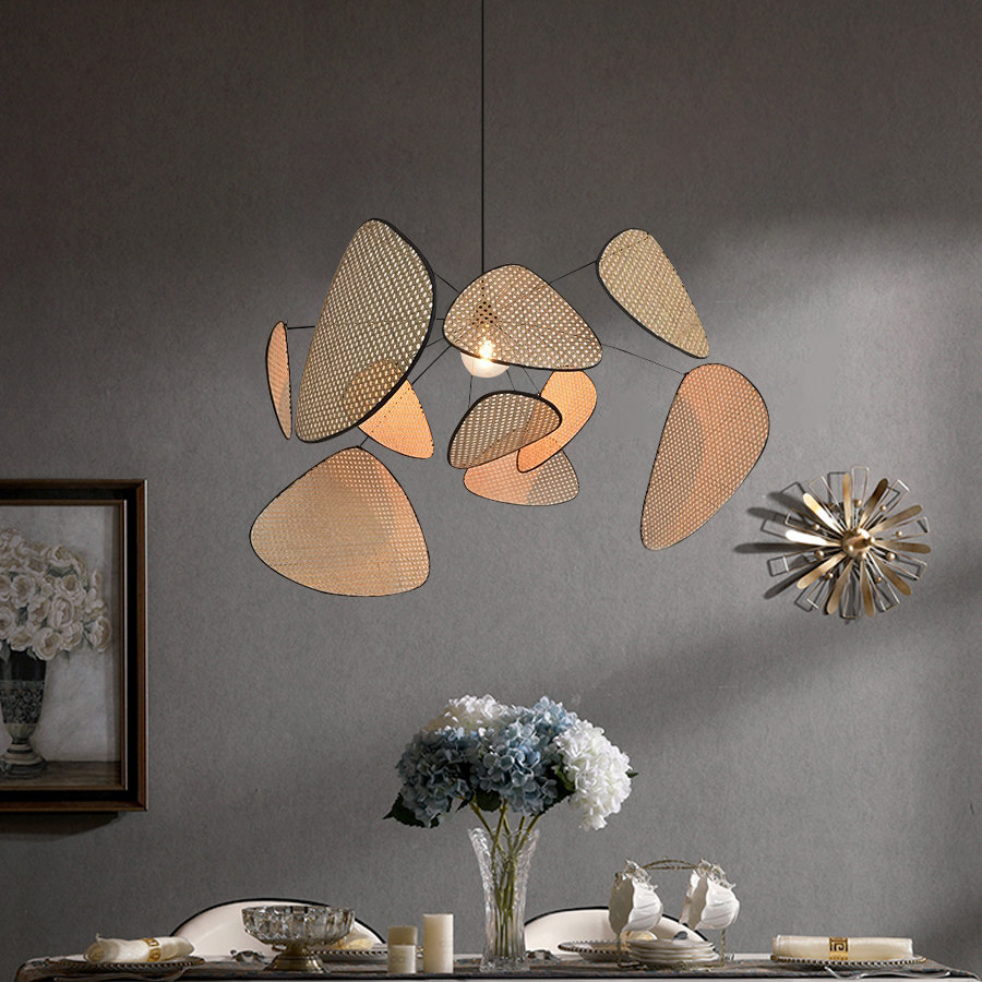 侘寂风吊灯日式禅意民宿茶室设计师竹编藤艺新中式客厅酒餐厅吧台