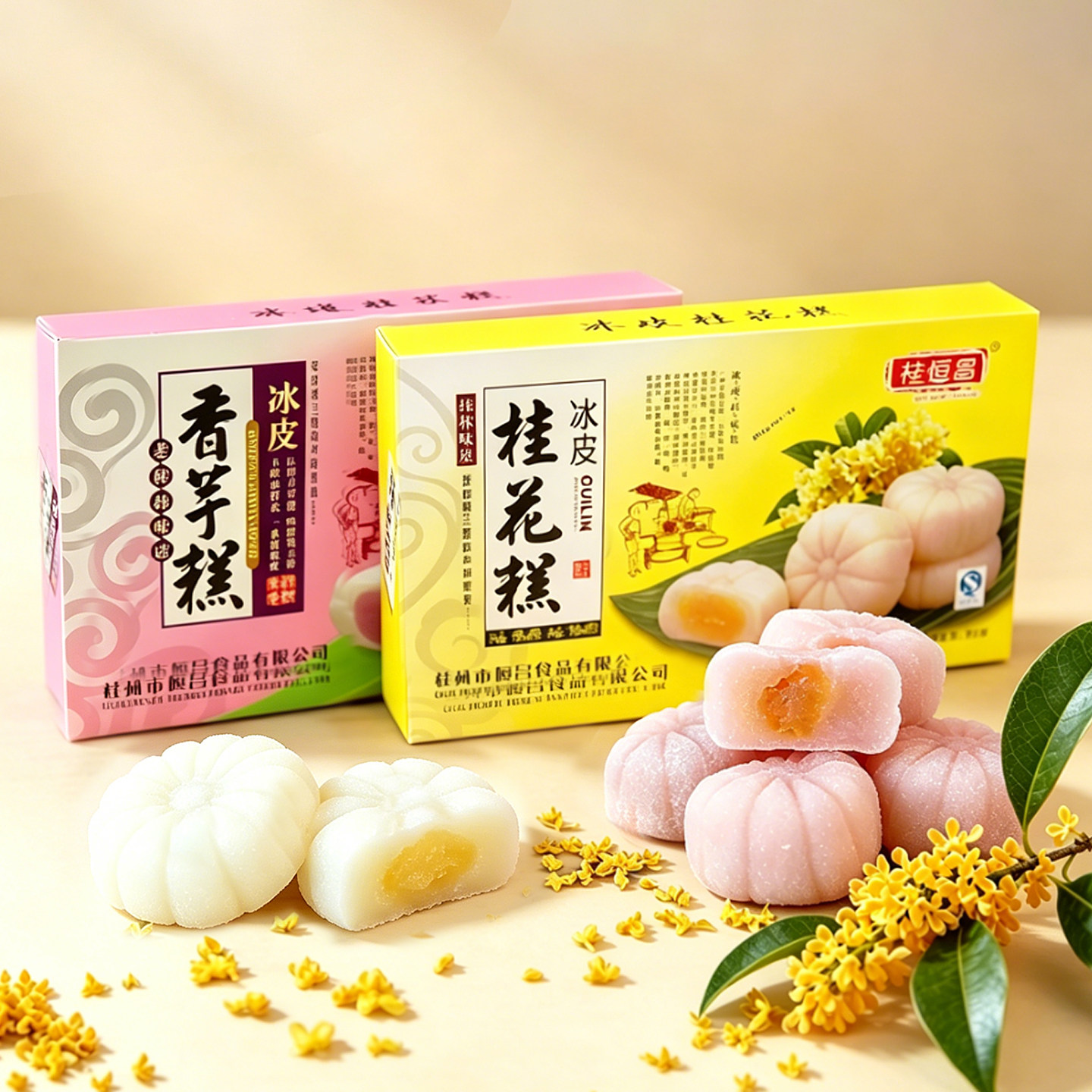 桂林特产 桂恒昌冰皮桂花糕300g*2盒夹心糕点软糯米糍粑冰糕包邮