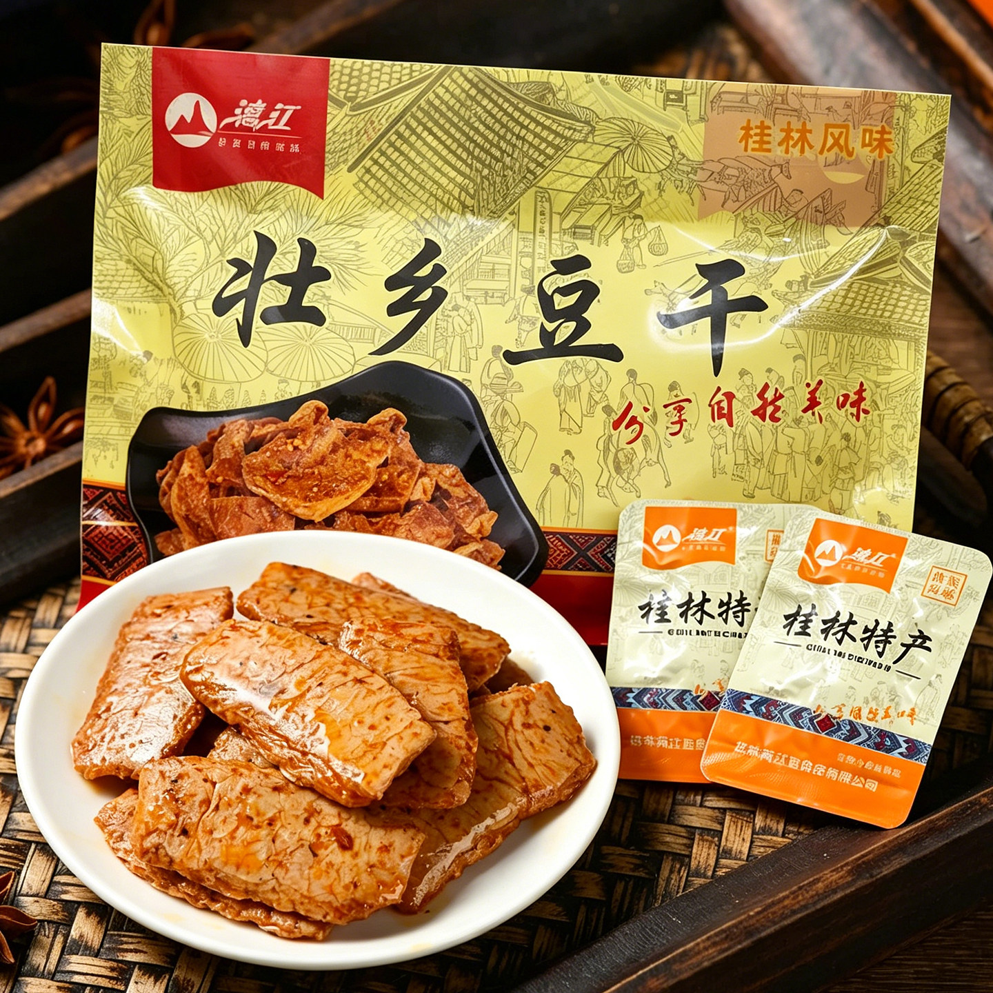 广西桂林特产208g漓江壮乡豆干手撕素牛排五香豆腐干香辣味