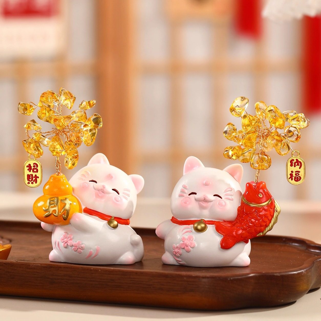 黄水晶财神招财猫小摆件办公室工位客厅书房紫水晶装饰品新年礼物,家居饰品,装饰摆件,淘宝优惠券,粉丝福利购,淘宝优惠卷