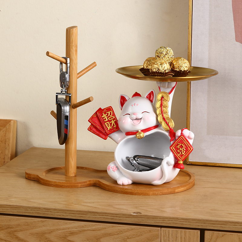 招财猫摆件钥匙收纳装饰品