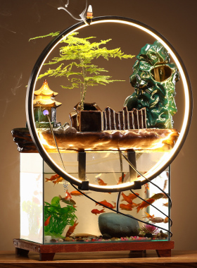 景观流水鱼缸陶瓷中式客厅办公室