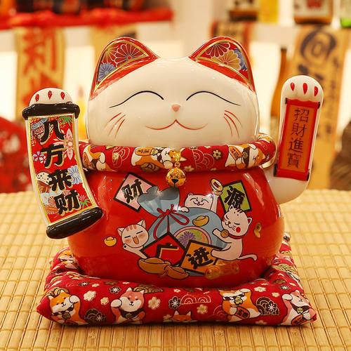 陶瓷招财猫摆件自动摇手