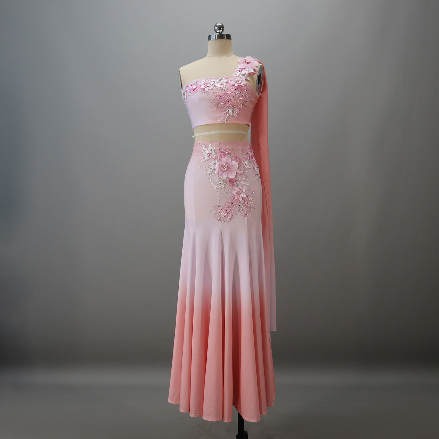千织万丝民族舞蹈服装傣族粉色演出服女包臀鱼尾裙艺考舞台装定制