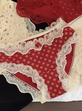 喜庆印花~内裤女生纯棉抗菌红色本命年中腰纯欲风甜美可爱三角裤