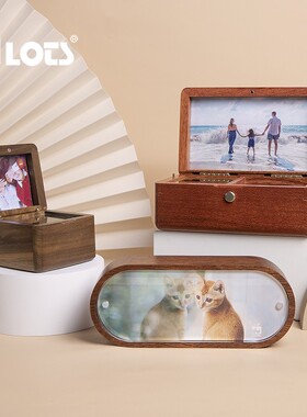 LOTS复古实木相框照片摆台创意八音盒音乐盒高级感生日礼物女生