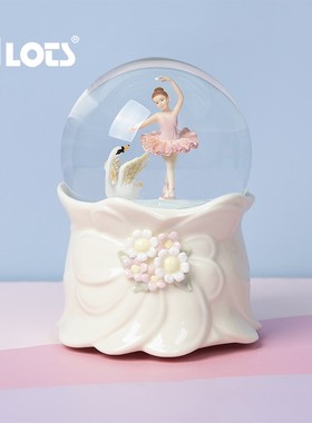 LOTS/赞尔JARLL水晶球芭蕾女孩音乐盒跳舞公主八音盒生日礼物女生