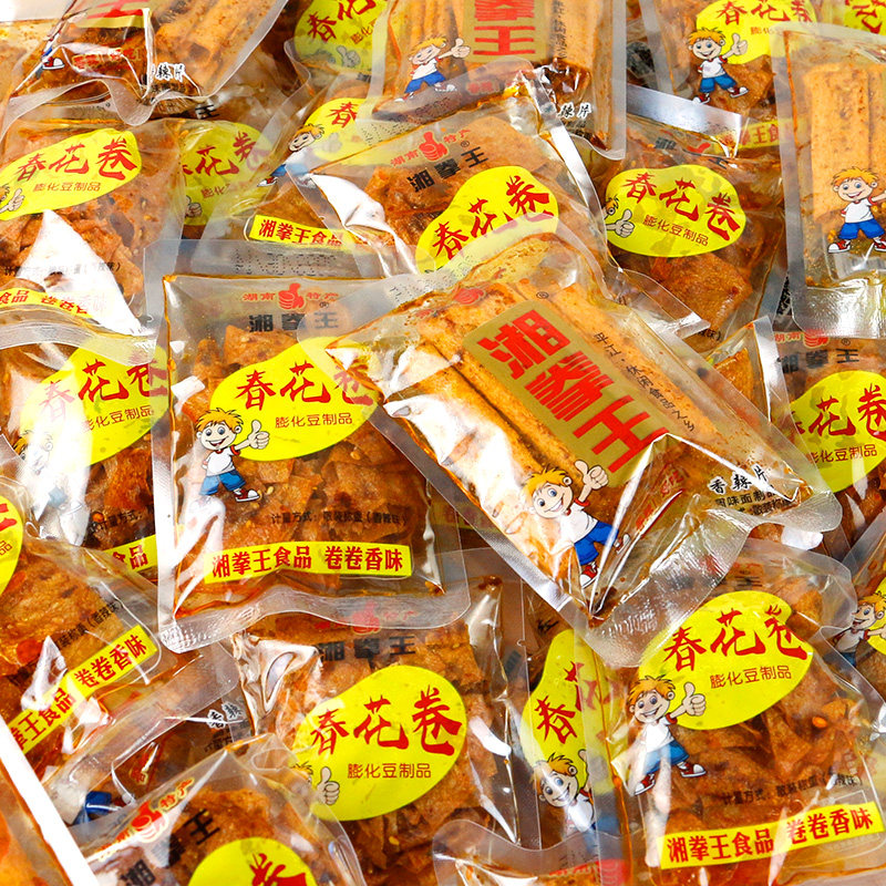 湘拳王春花卷手撕豆皮500g香辣豆皮片麻辣片童年辣条怀旧零食小吃