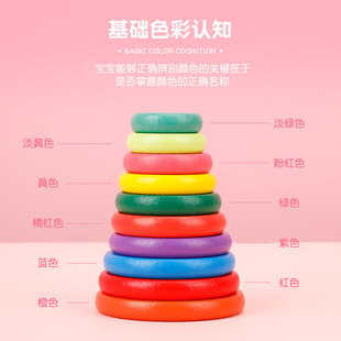 木制大号汉诺塔八层十层河内塔积木彩虹叠叠乐彩虹塔玩具学生教具