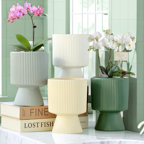 蝴蝶兰专用花盆兰花盆客厅办公室茶桌多肉花盆北欧风简约花盆陶瓷