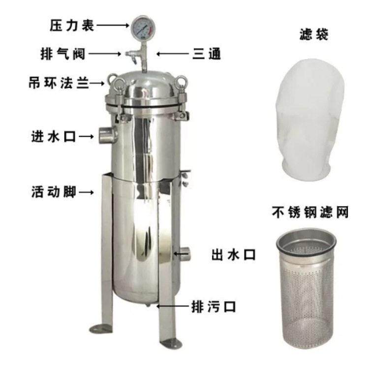 30锈钢袋式过滤布袋多4袋式泥沙井水前置2323过滤不工器业用