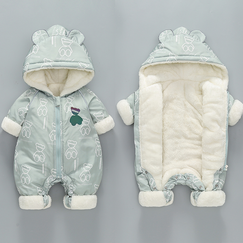 婴儿秋冬连体衣冬装宝宝衣服冬天出生哈衣保暖夹棉加绒棉服冬新生