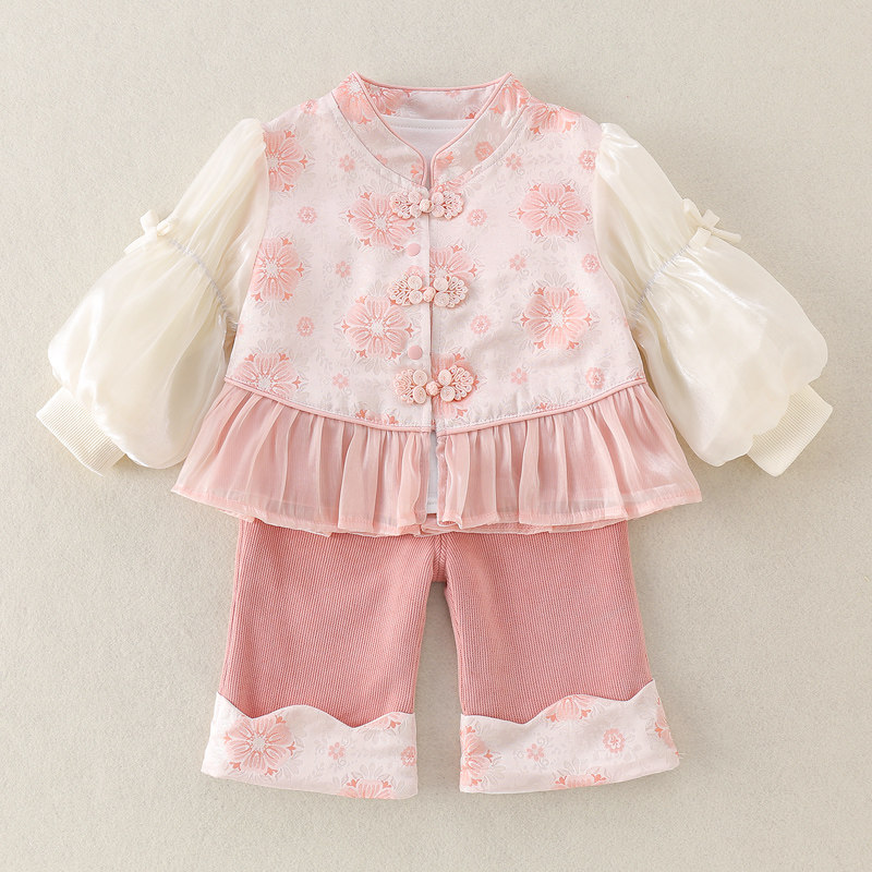 婴儿早秋套装两件套新中式唐装汉服古风女宝春秋宝宝衣服国风秋季