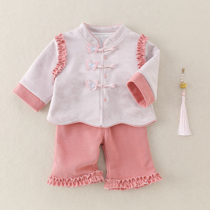 婴儿秋装套装两件套新中式唐装汉服古风女宝春秋宝宝衣服国风秋季
