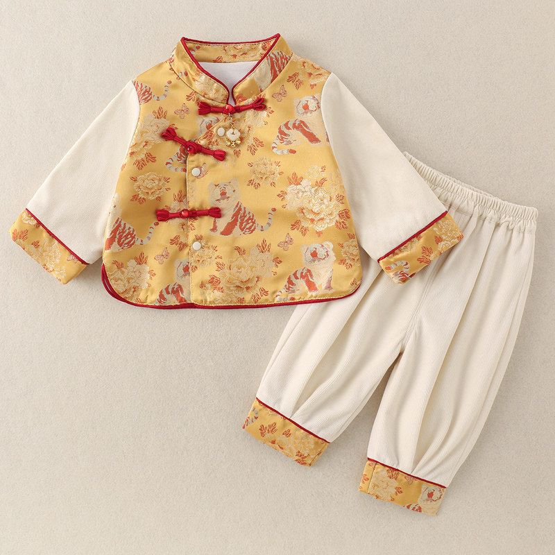 婴幼儿唐装春秋宝宝秋季衣服婴儿汉服新中式分体早秋套装国风男宝