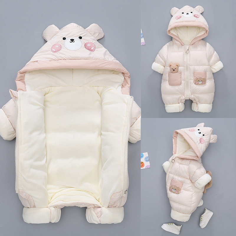 网红婴儿连体衣秋冬季新生儿外出保暖抱衣超萌男宝宝冬装衣服加厚