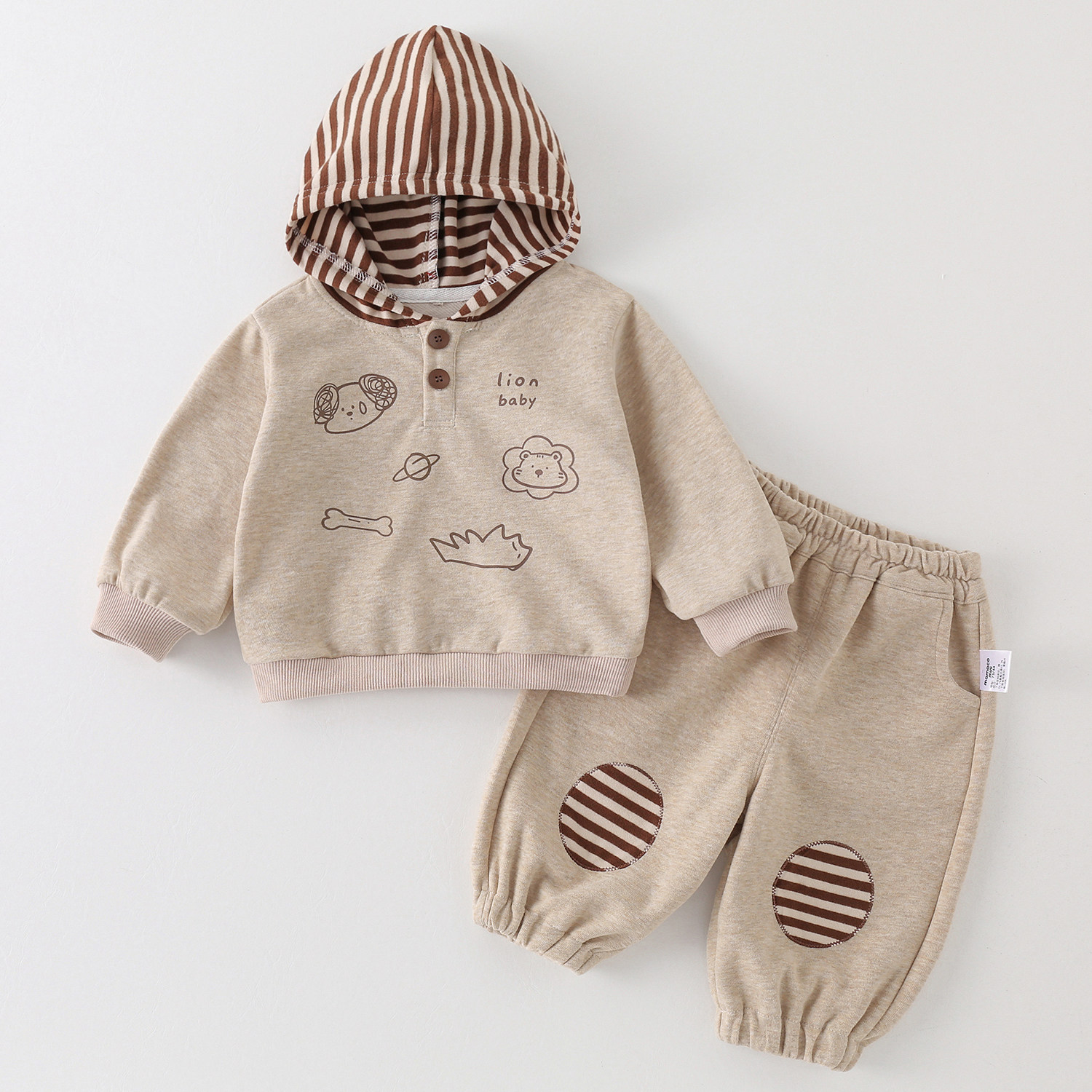 婴幼儿时尚套装婴儿秋冬连帽卫衣两件套宝宝衣服秋季上衣裤子早秋