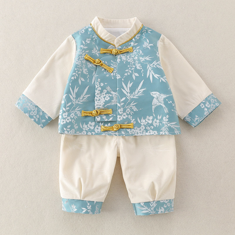 婴儿秋装套装两件套新中式唐装汉服古风男宝春秋宝宝衣服国风秋季
