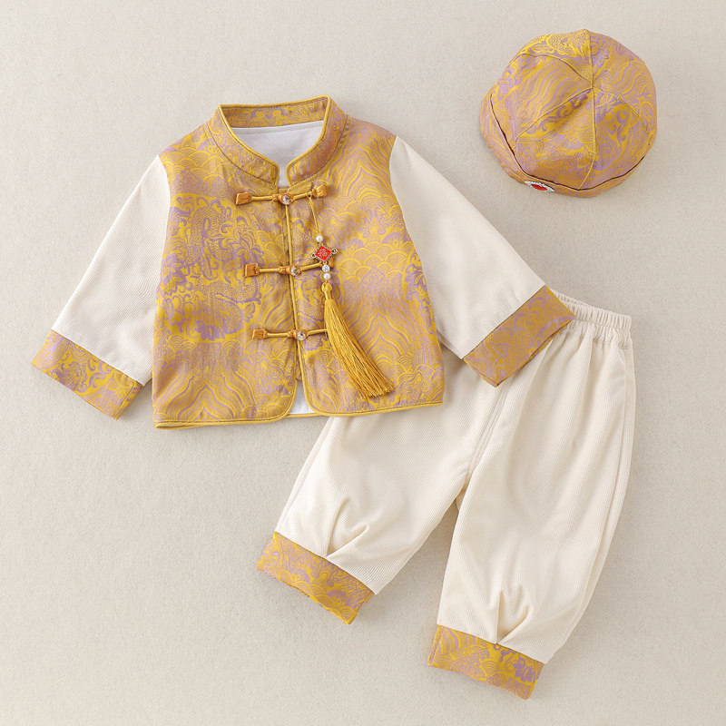 婴幼儿唐装春秋宝宝秋季衣服婴儿汉服新中式分体秋套装古风三件套