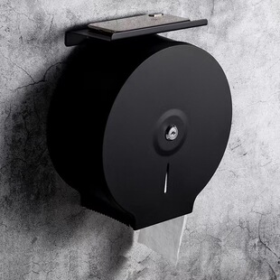 不锈钢大卷纸盒酒店卫生间置物厕纸盒纸巾架浴室圆形大盘擦手纸盒