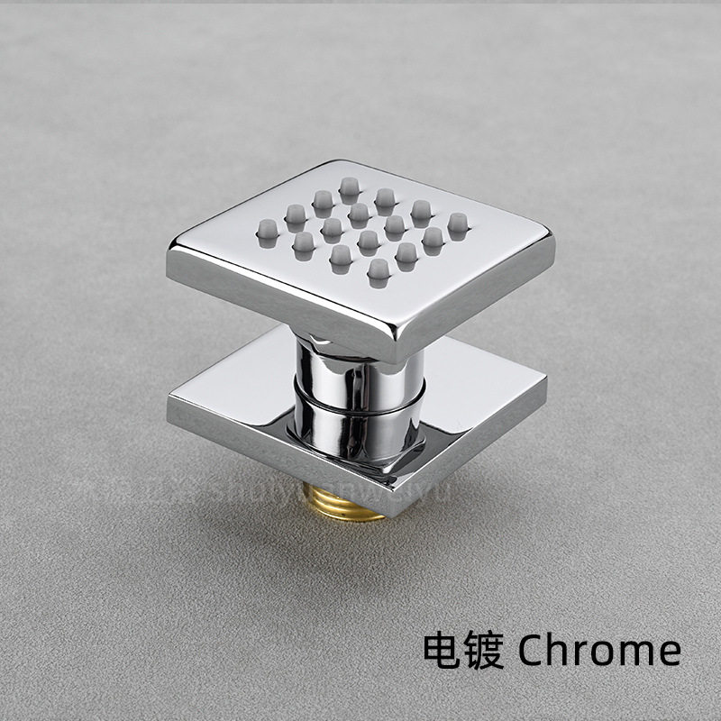 暗装淋浴花洒配件2寸铜侧喷暗装方形腰喷不锈钢枪灰拉丝金