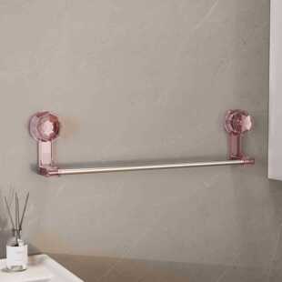 轻奢吸盘毛巾架免打孔浴室简约挂式毛巾杆置物架卫生间单杆防水