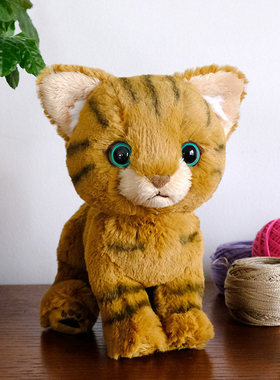 日本sunlemon仿真虎猫毛绒玩偶可爱公仔猫咪安抚娃娃生日玩具礼物