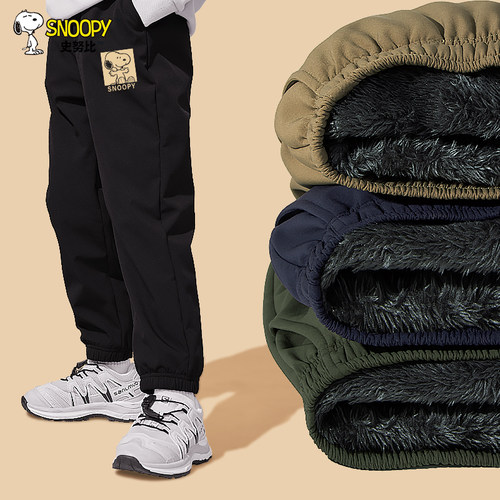 儿童加绒裤子男童工装裤秋冬款